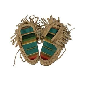 SERAPE Pattern Leather Moccasins - Wind Dancer Moccasin Shoes - Size 6